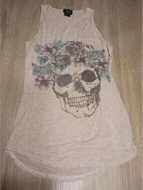 rue21 Women's Sleeveless Skull Floral Print Tank Top Size Small